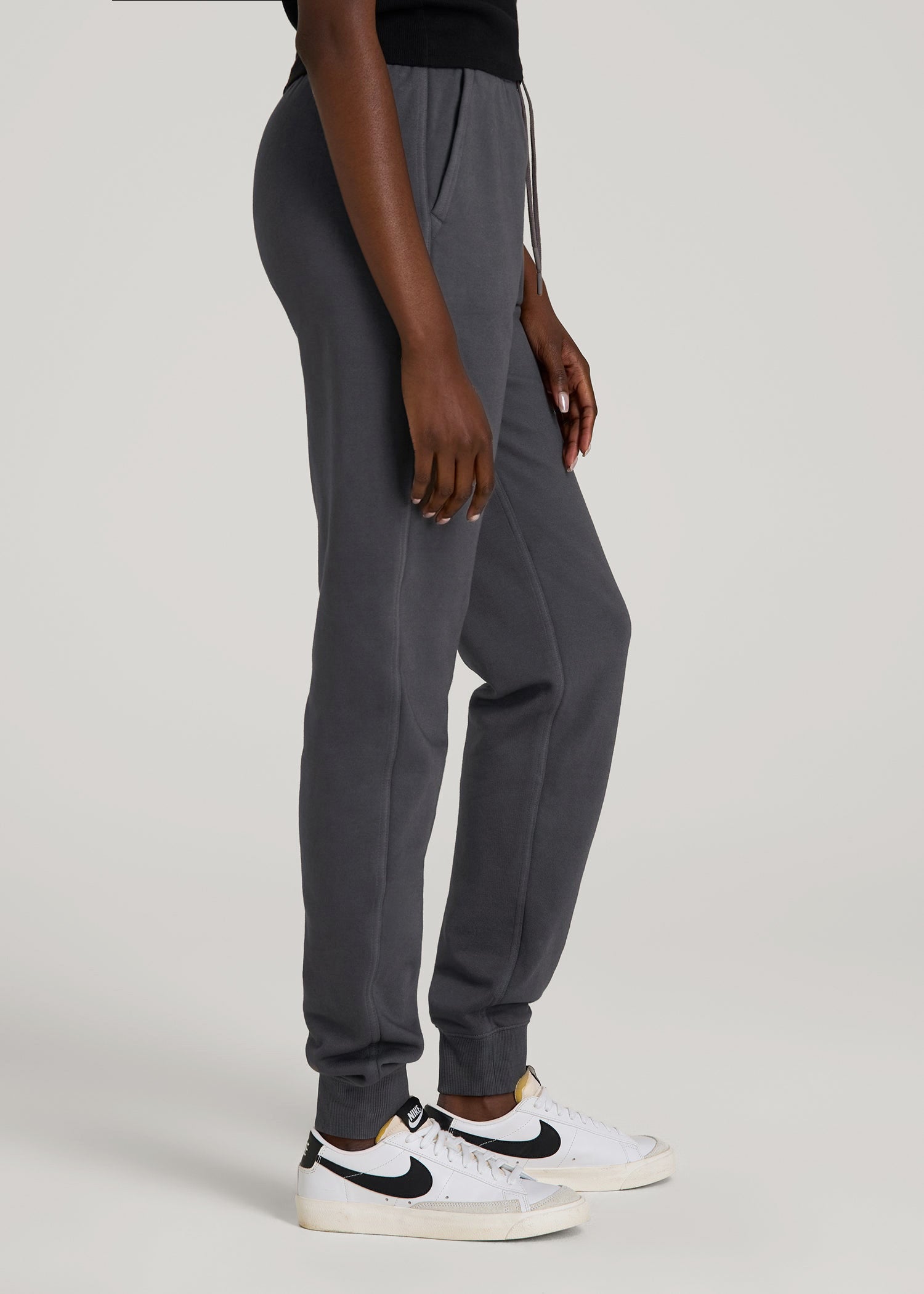 Garment Dyed Joggers for Tall Women in Washed Charcoal Rinse