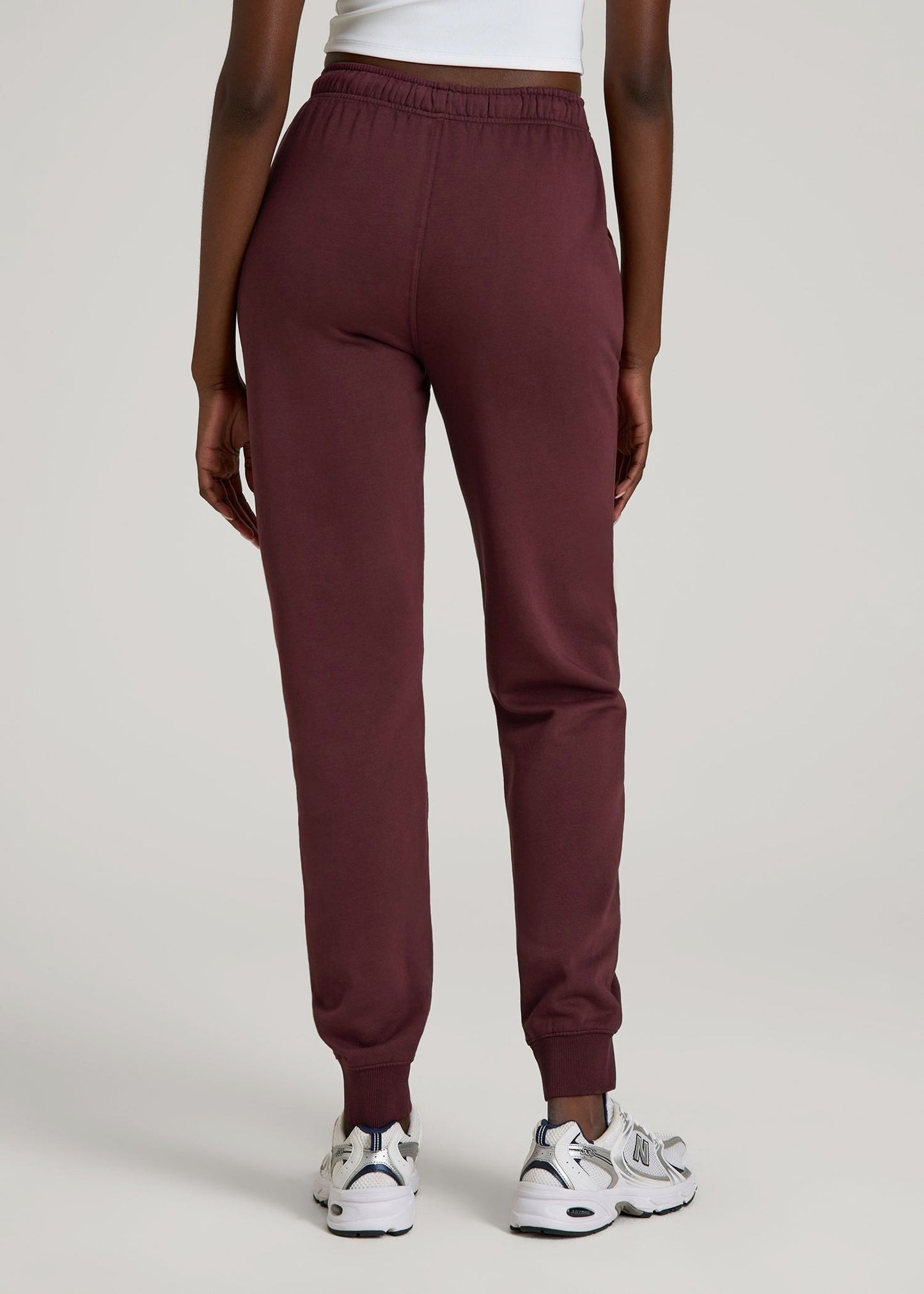 Garment Dyed Joggers for Tall Women in Washed Tawny Port