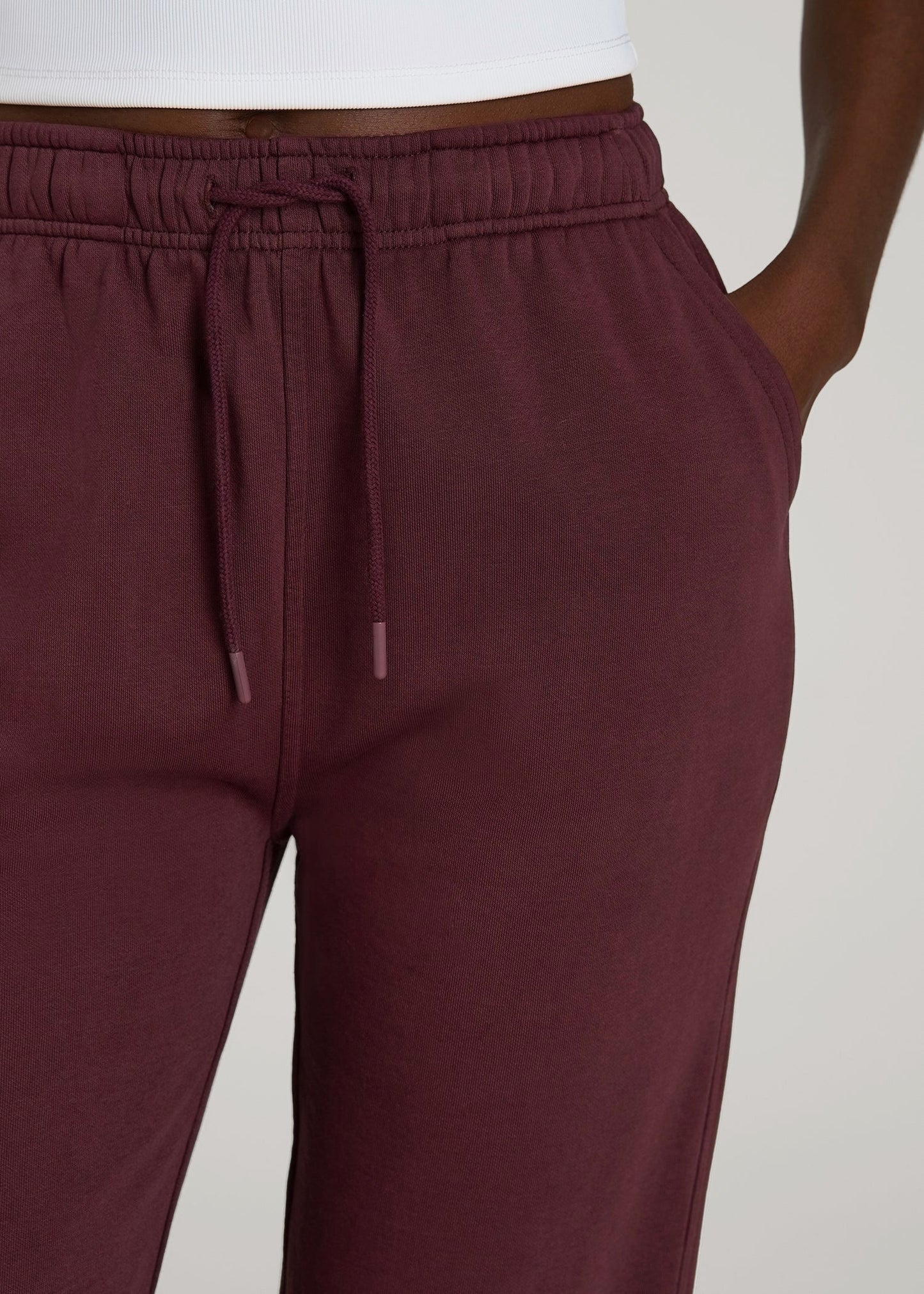 Garment Dyed Joggers for Tall Women in Washed Tawny Port