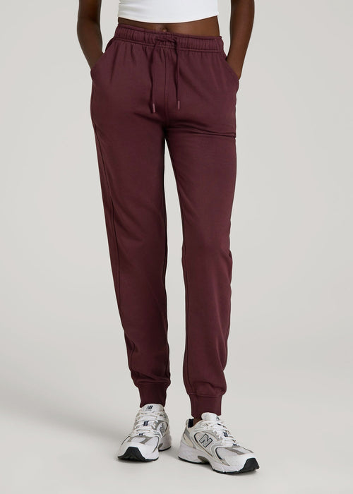 Garment Dyed Joggers for Tall Women in Washed Tawny Port