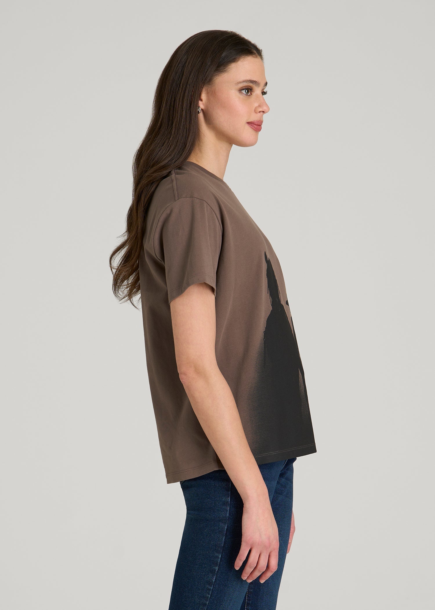 Equestrian Graphic Tee for Tall Women in Brown