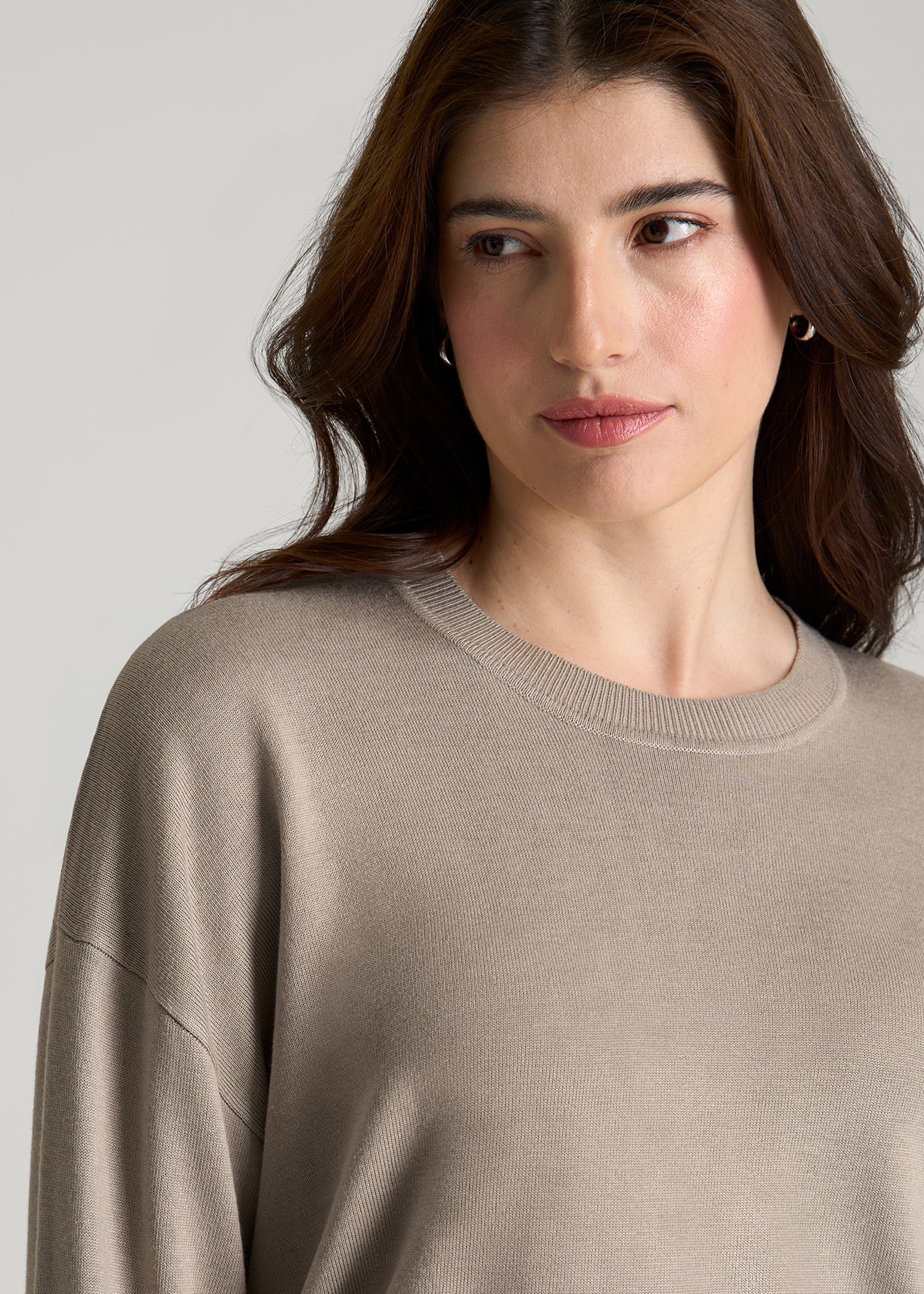 Linen Blend Knit Crewneck for Tall Women in Atmosphere