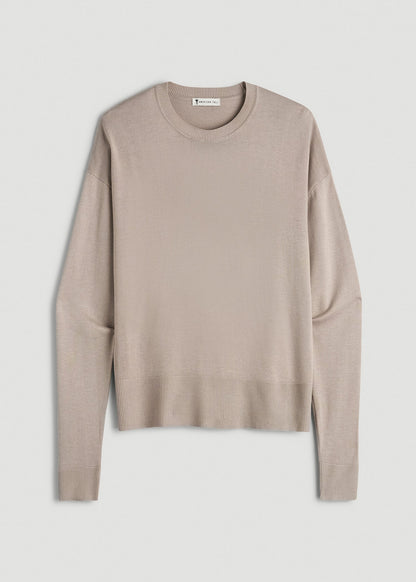 Linen Blend Knit Crewneck for Tall Women in Atmosphere