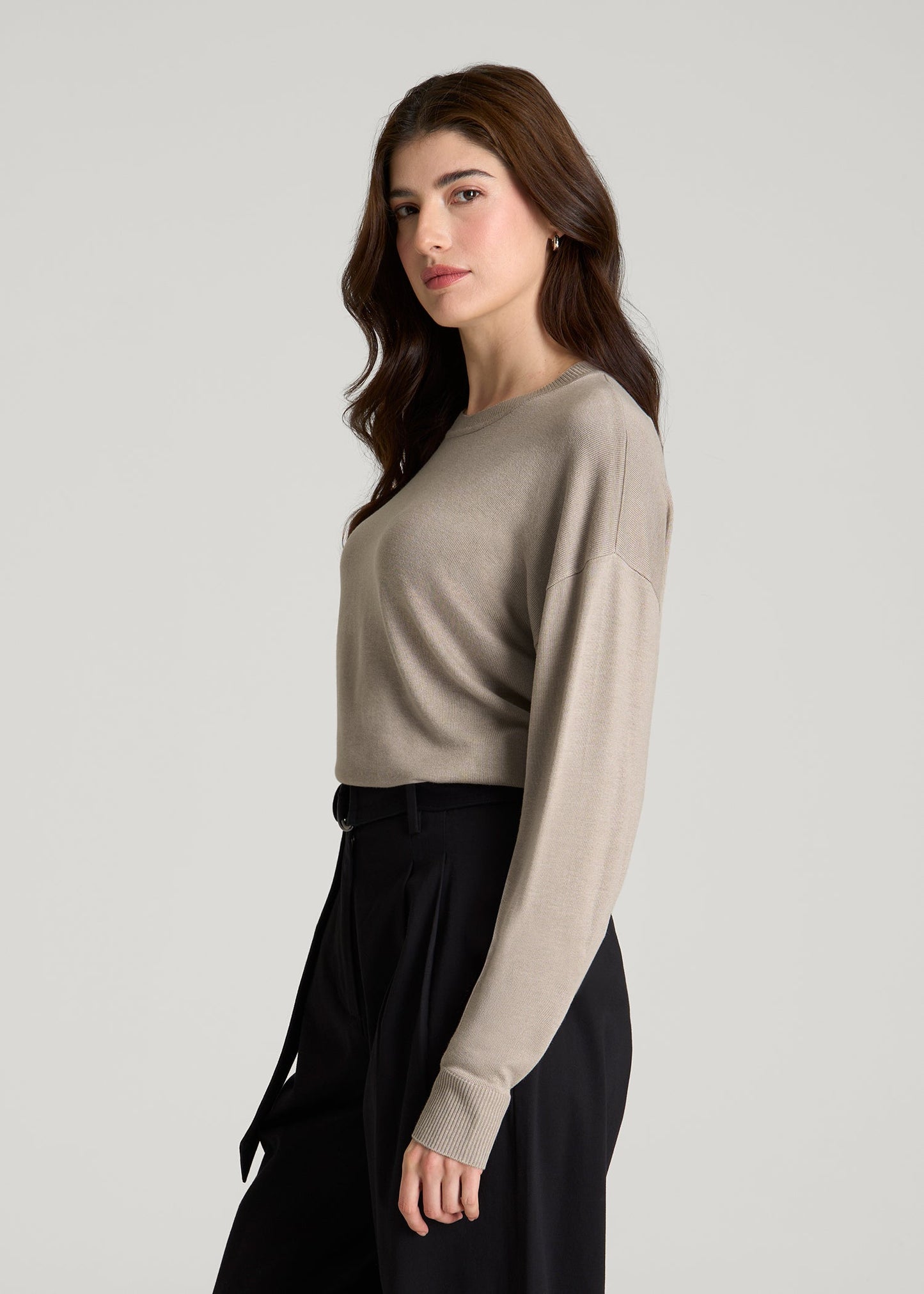 Linen Blend Knit Crewneck for Tall Women in Atmosphere