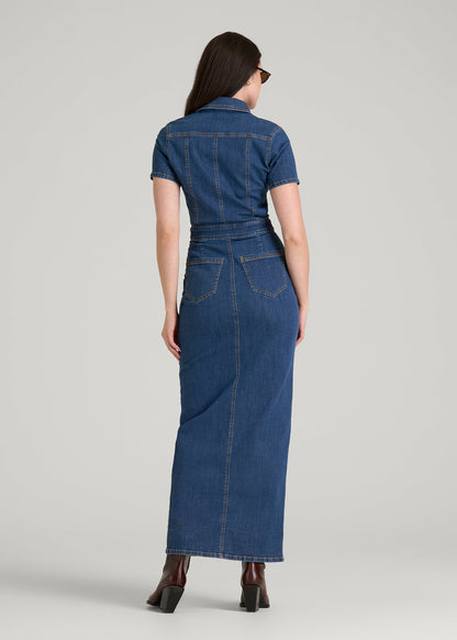Maxi Denim Dress for Tall Women in New Colorado Blue