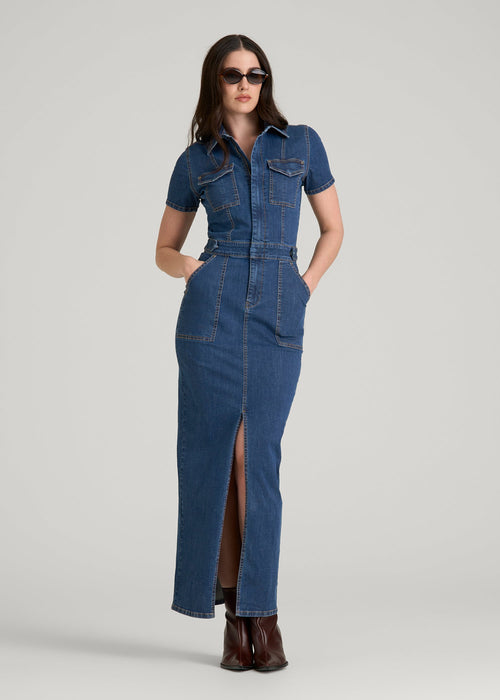 Maxi Denim Dress for Tall Women in New Colorado Blue