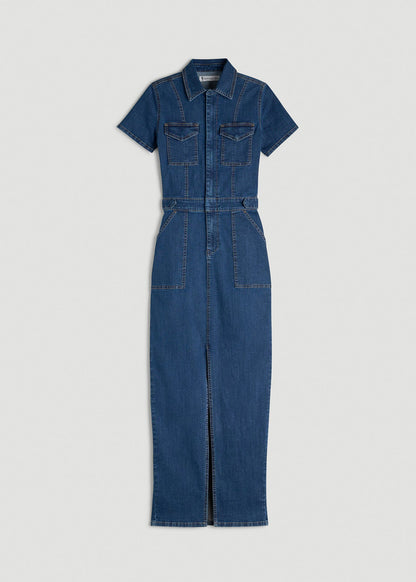 Maxi Denim Dress for Tall Women in New Colorado Blue