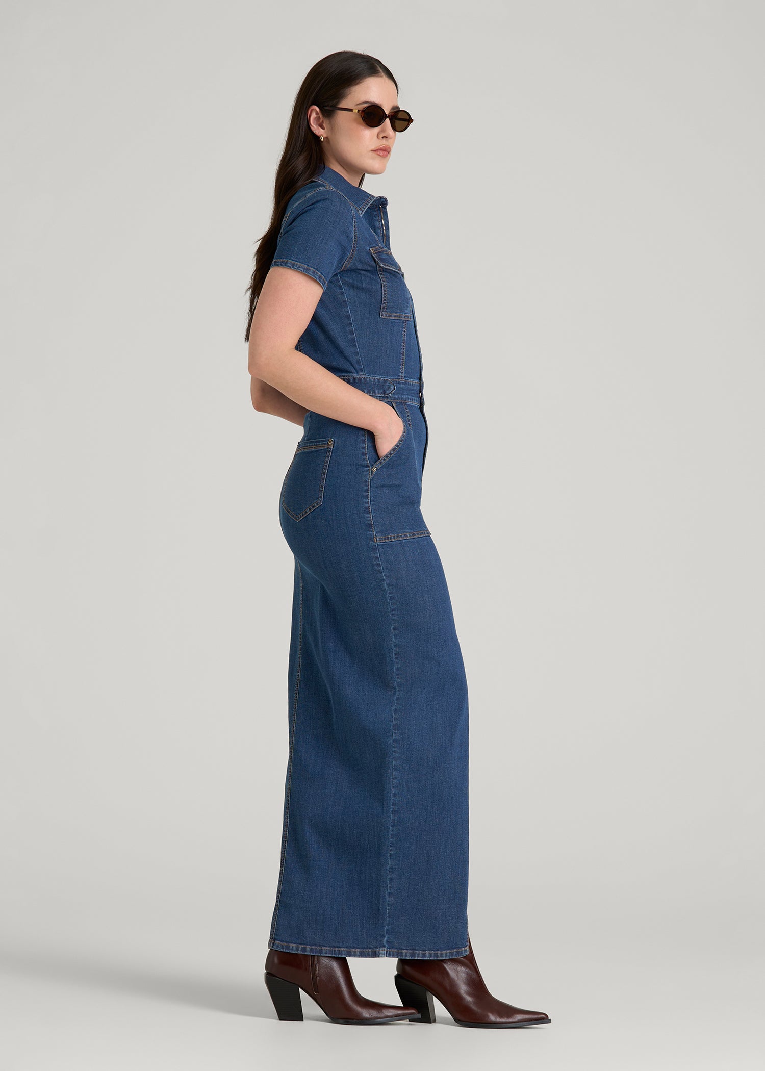 Maxi Denim Dress for Tall Women in New Colorado Blue