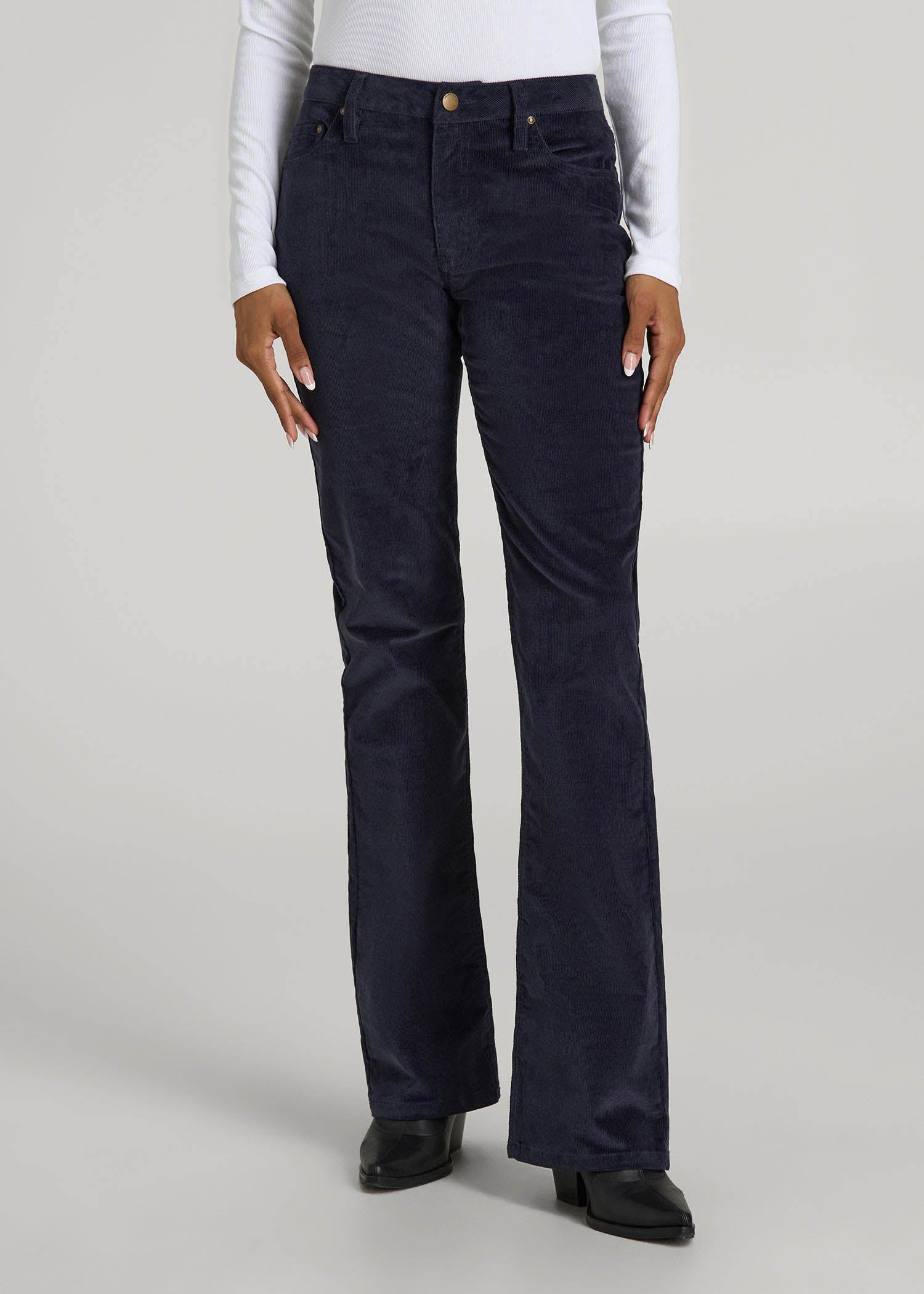 Mid-Rise Mini Bootcut Corduroy Pants for Tall Women in Patriot Blue