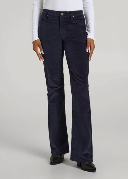 Mid-Rise Mini Bootcut Corduroy Pants for Tall Women in Patriot Blue