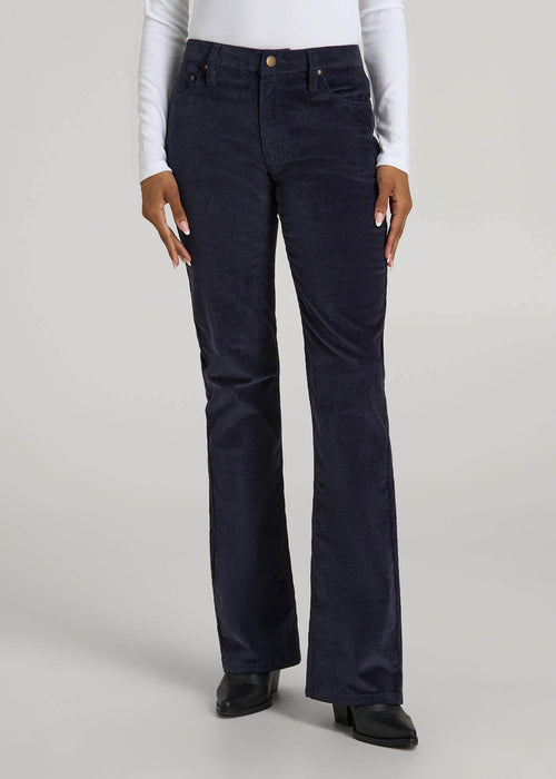 Mid-Rise Mini Bootcut Corduroy Pants for Tall Women in Patriot Blue
