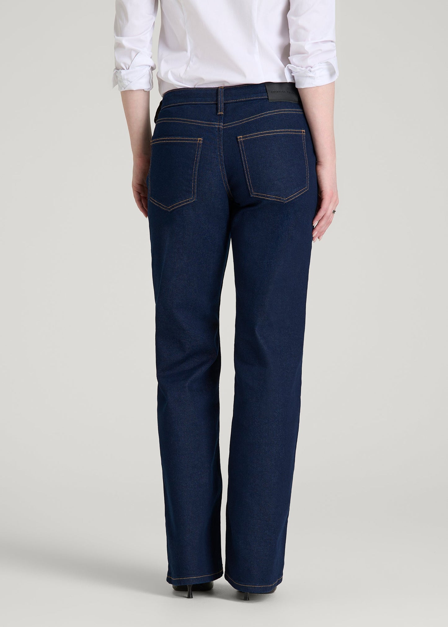 Mid-Rise Relaxed Fit Jeans for Tall Women in Deep Indigo Wash