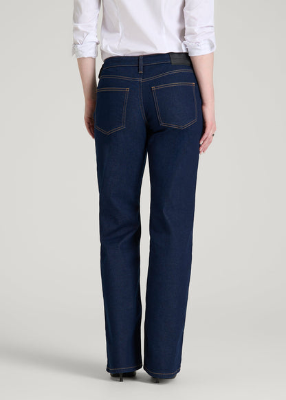 Mid-Rise Relaxed Fit Jeans for Tall Women in Deep Indigo Wash