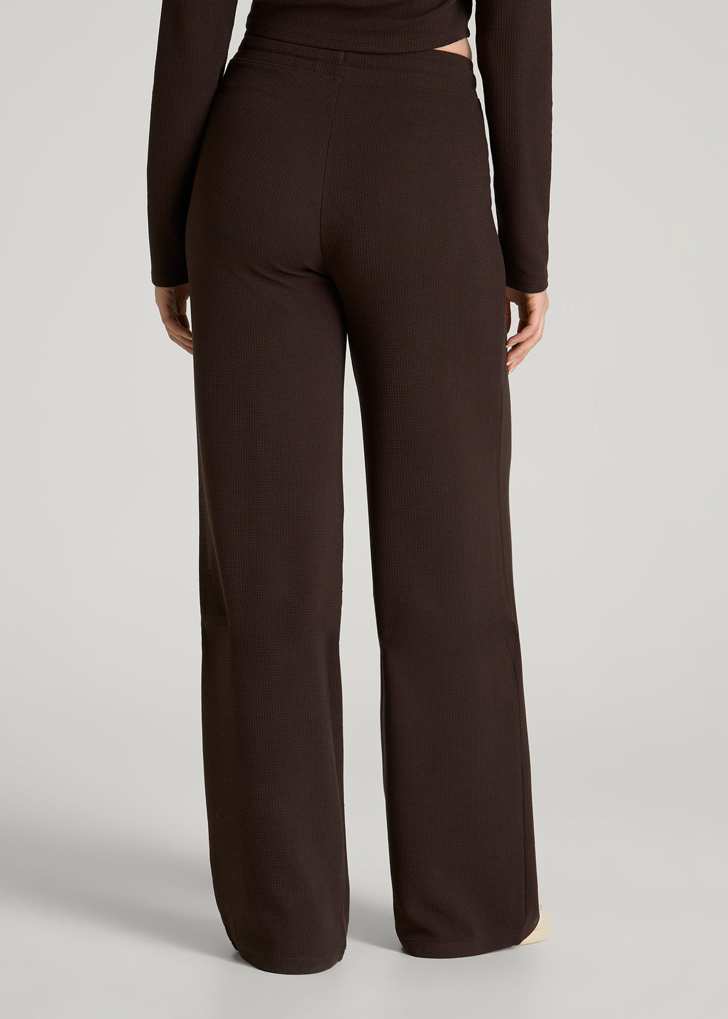 Mid Rise Waffle Wide Leg Pant for Tall Women in Espresso