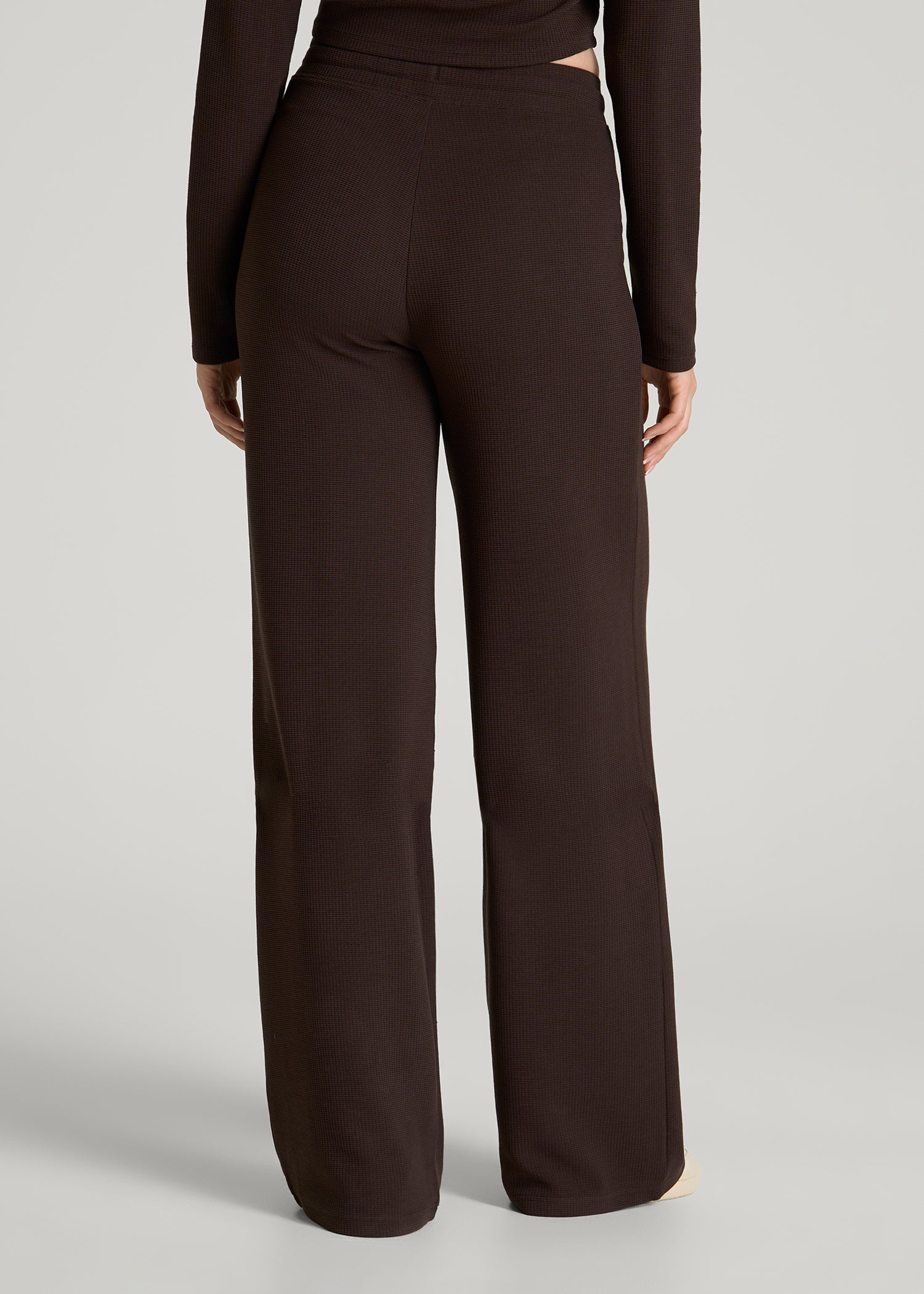 Mid Rise Waffle Wide Leg Pant for Tall Women in Espresso