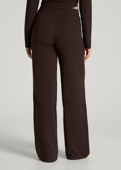 Mid Rise Waffle Wide Leg Pant for Tall Women in Espresso