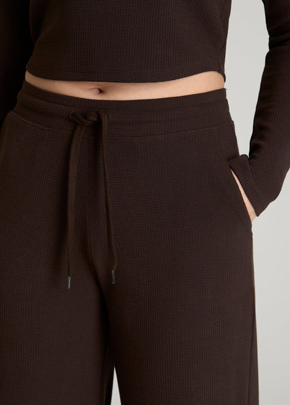 Mid Rise Waffle Wide Leg Pant for Tall Women in Espresso