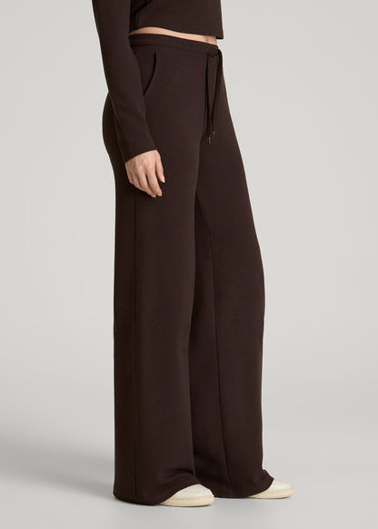 Mid Rise Waffle Wide Leg Pant for Tall Women in Espresso