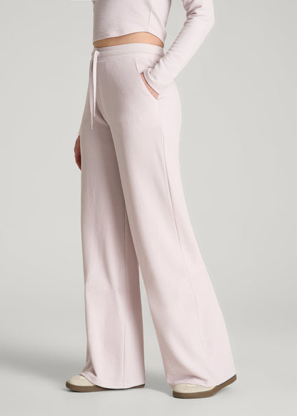 Mid Rise Waffle Wide Leg Pant for Tall Women in Grey Lilac