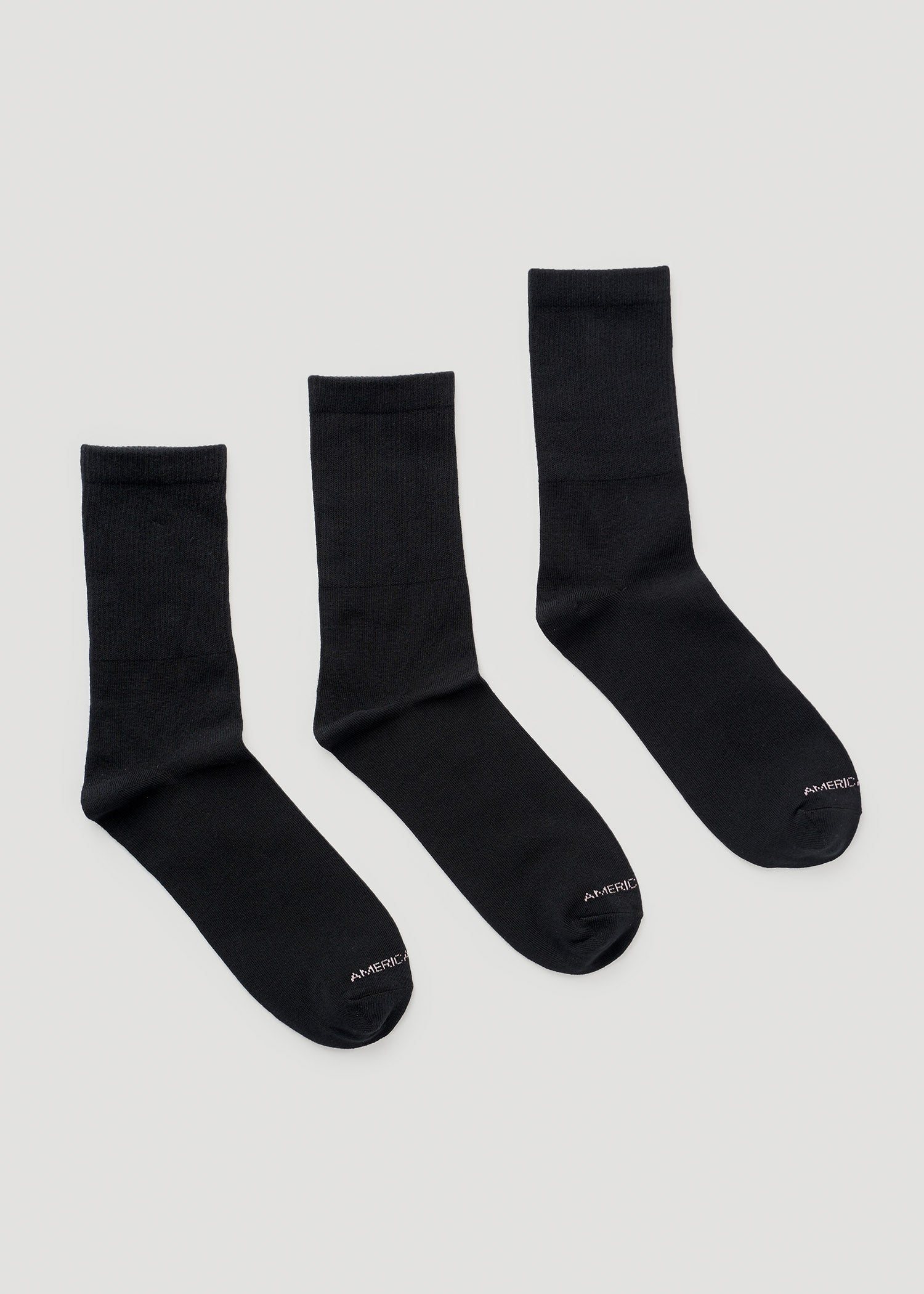 Mid Crew Socks (X-Large Size: 10-13) for Tall Women in Black