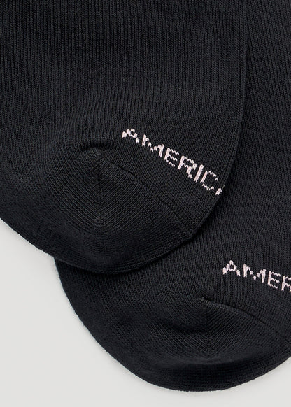 Mid Crew Socks (X-Large Size: 10-13) for Tall Women in Black