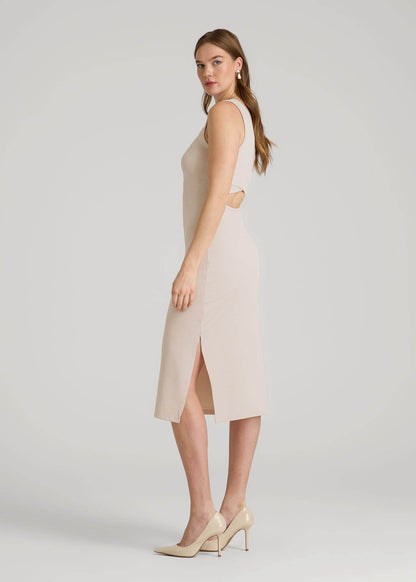 Midi Cross Back Sleeveless Dress for Tall Women in Shell