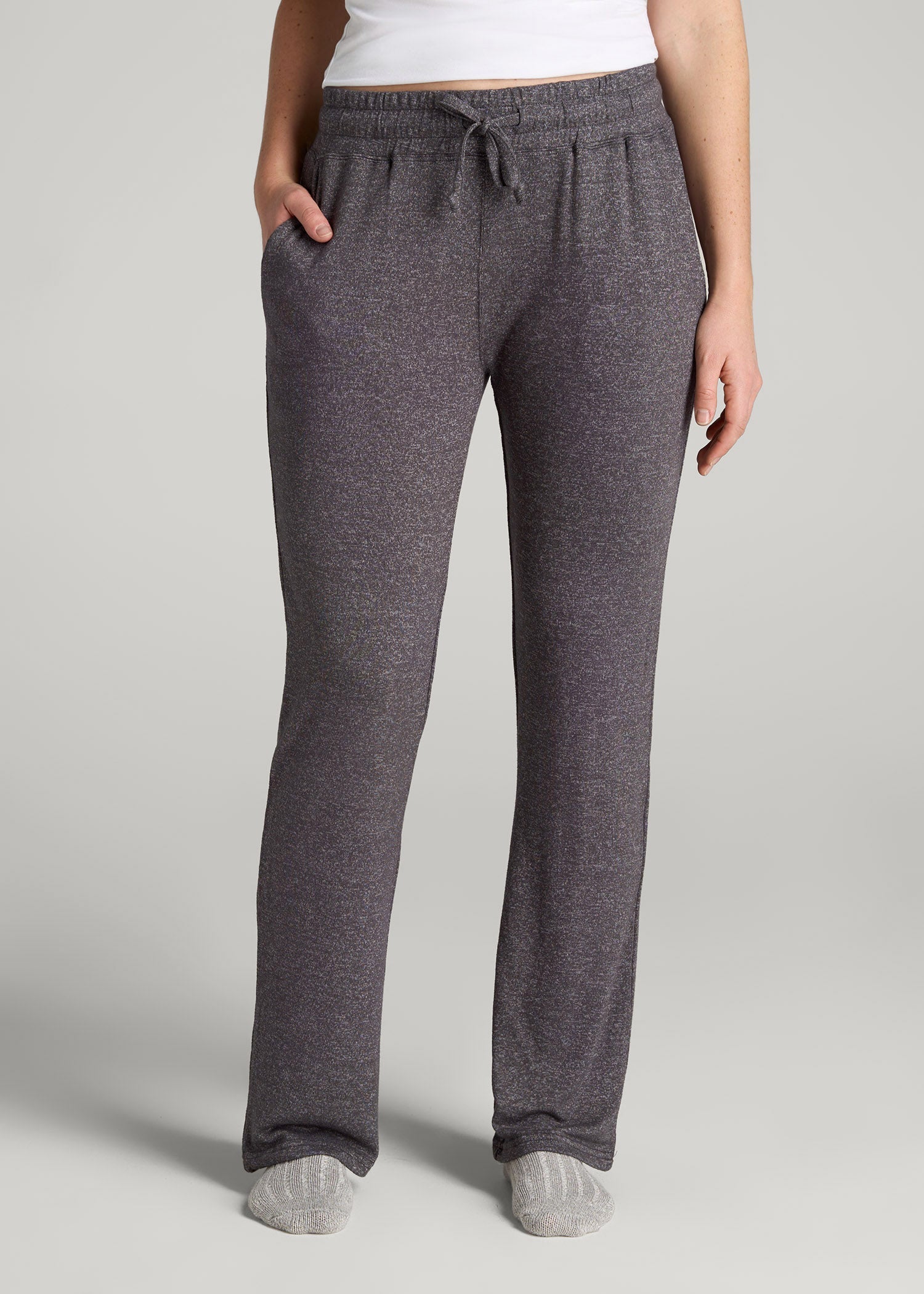 Open-Bottom Cozy PJ Lounge Pants for Tall Women in Charcoal Mix
