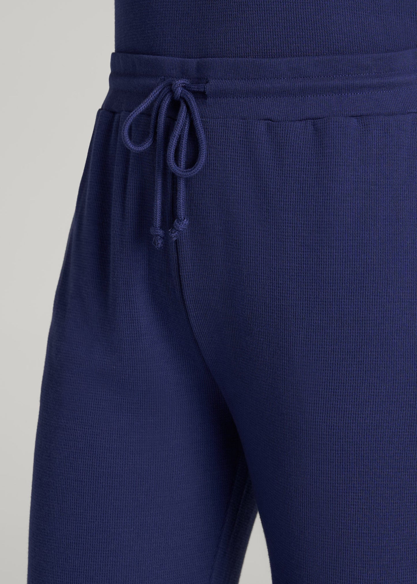 Open-Bottom Waffle Lounge Pants for Tall Women in Midnight Blue