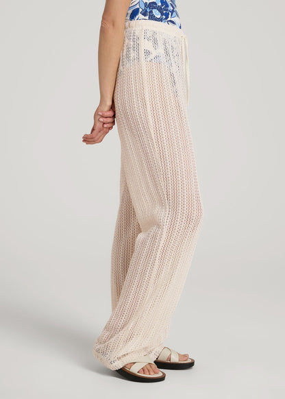 Openwork Knit Pants for Tall Women in Natural