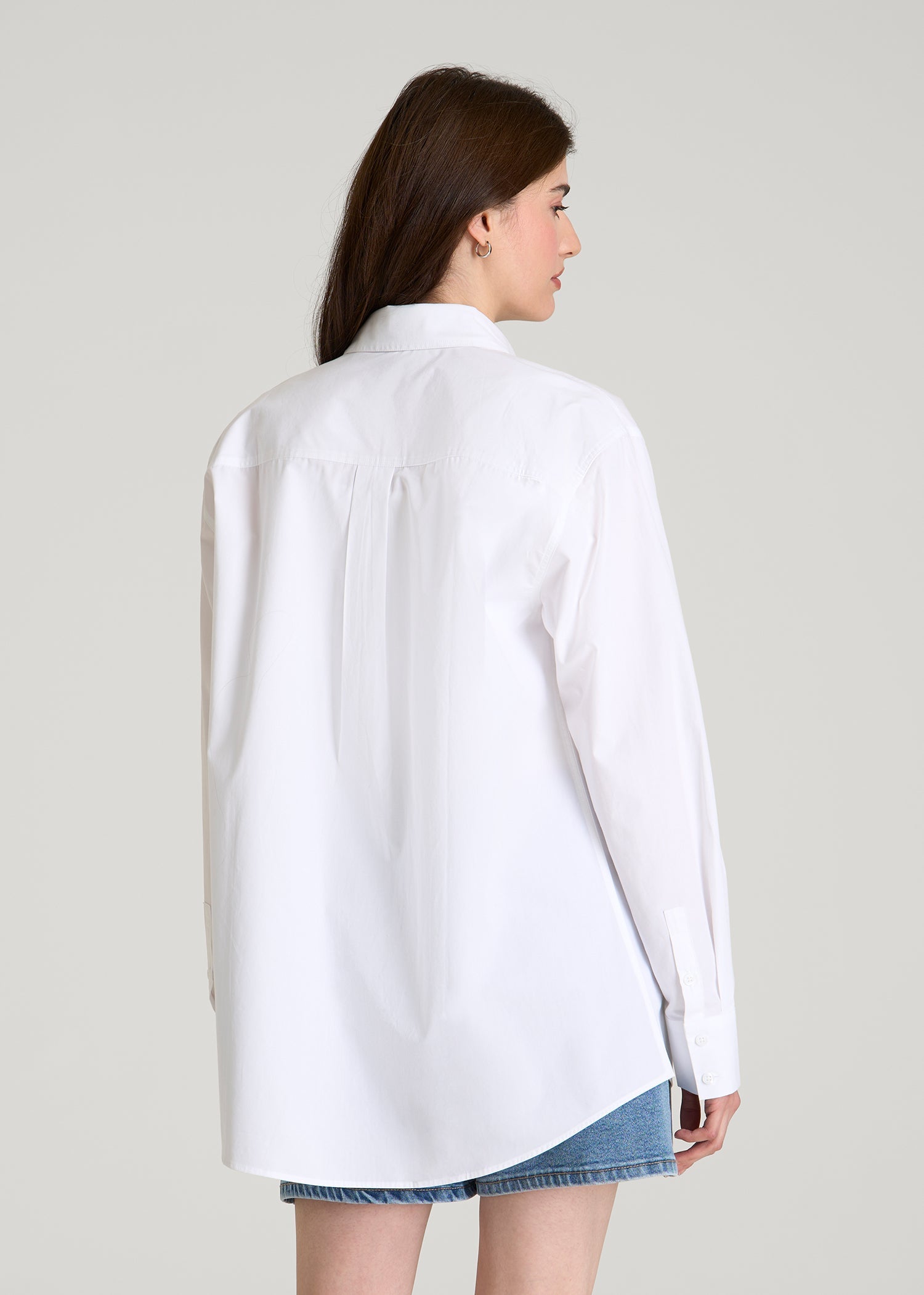 Oversized Poplin Button for Tall Women Shirt in White