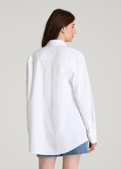 Oversized Poplin Button for Tall Women Shirt in White