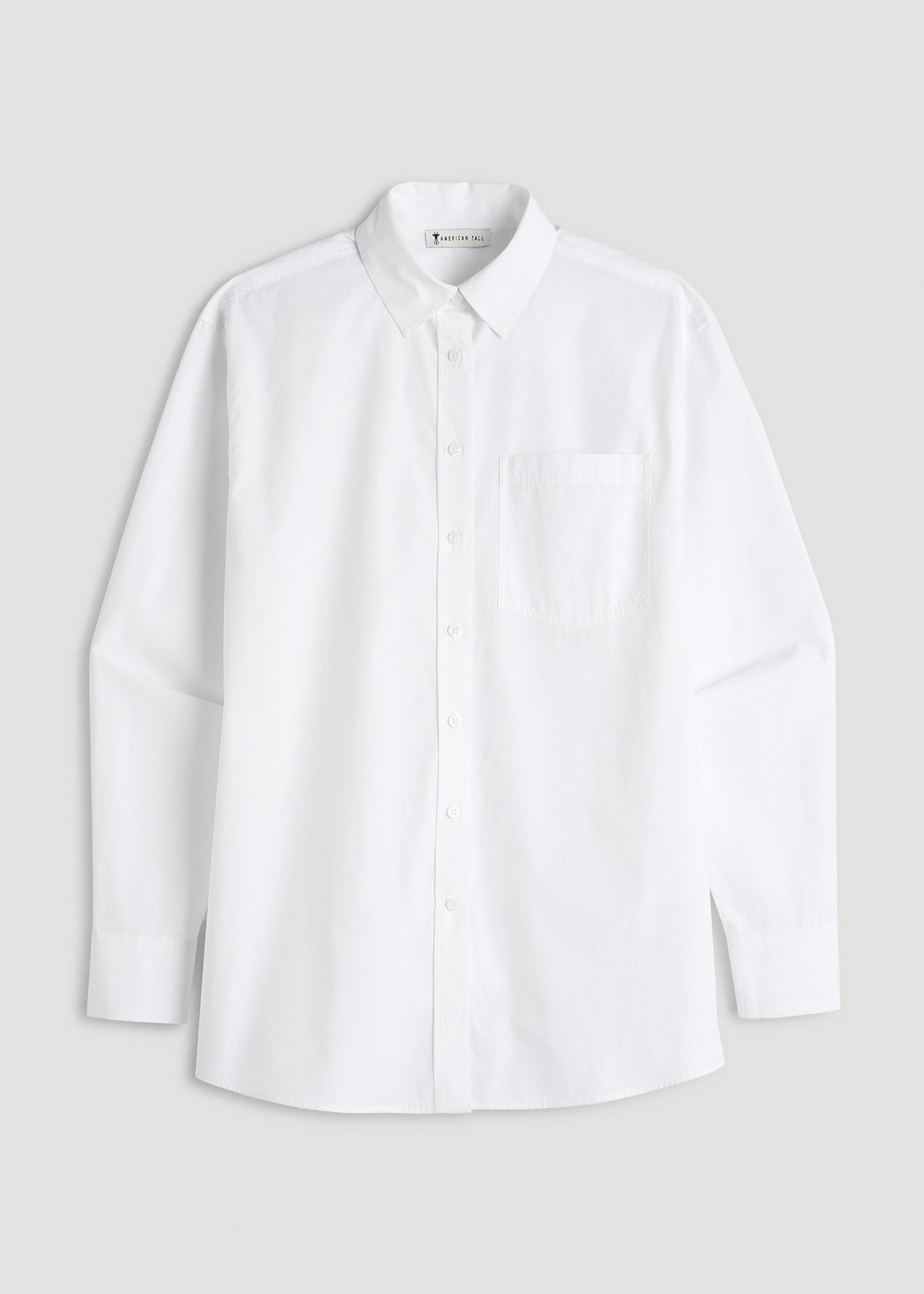 Oversized Poplin Button for Tall Women Shirt in White