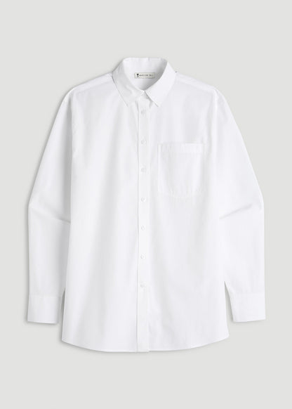 Oversized Poplin Button for Tall Women Shirt in White