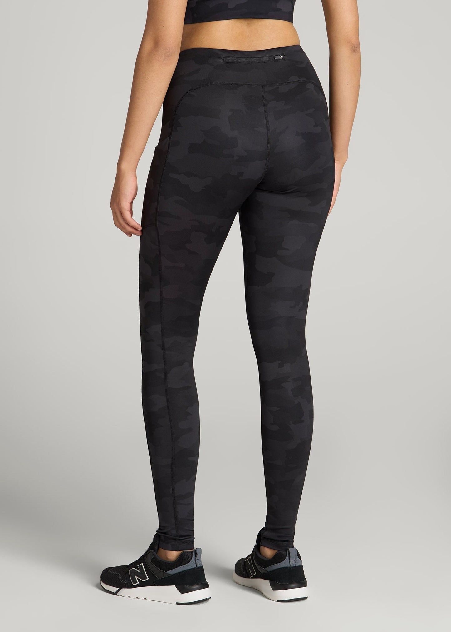 Women's Active Leggings with Pockets for Tall Women in Grey Camo