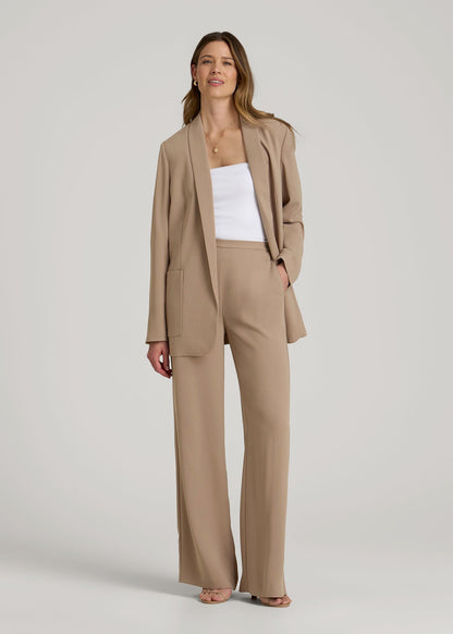 Pull-On Crepe Ultra Wide Pants for Tall Women in Dark Sand