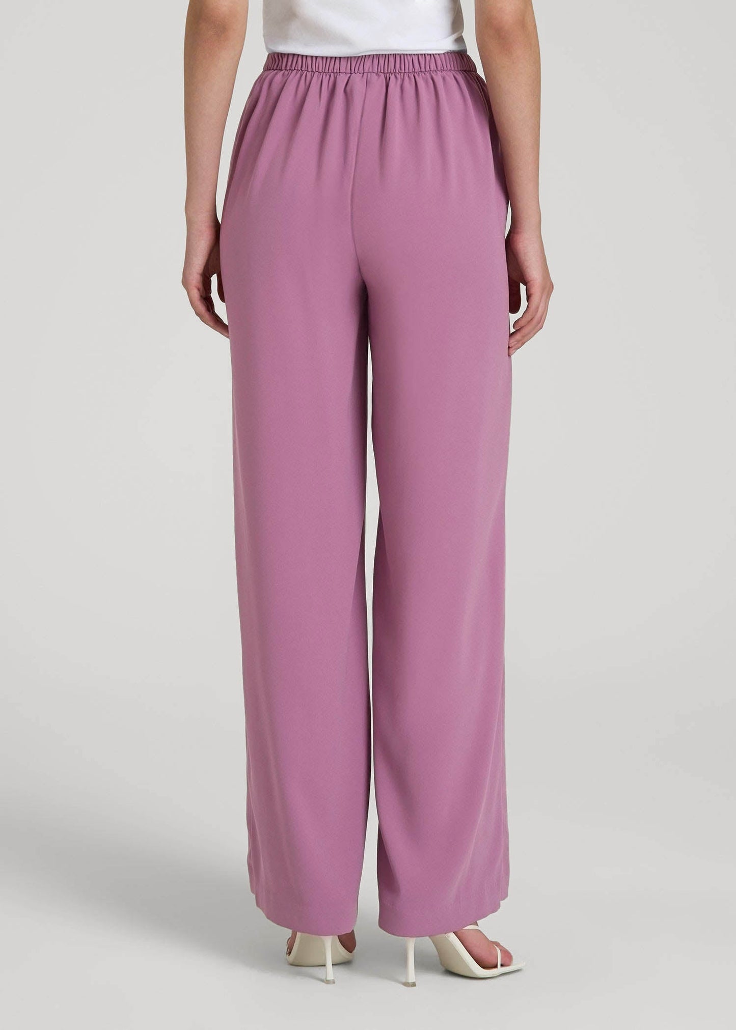 Pull-On Crepe Ultra Wide Pants for Tall Women in Argyle Purple