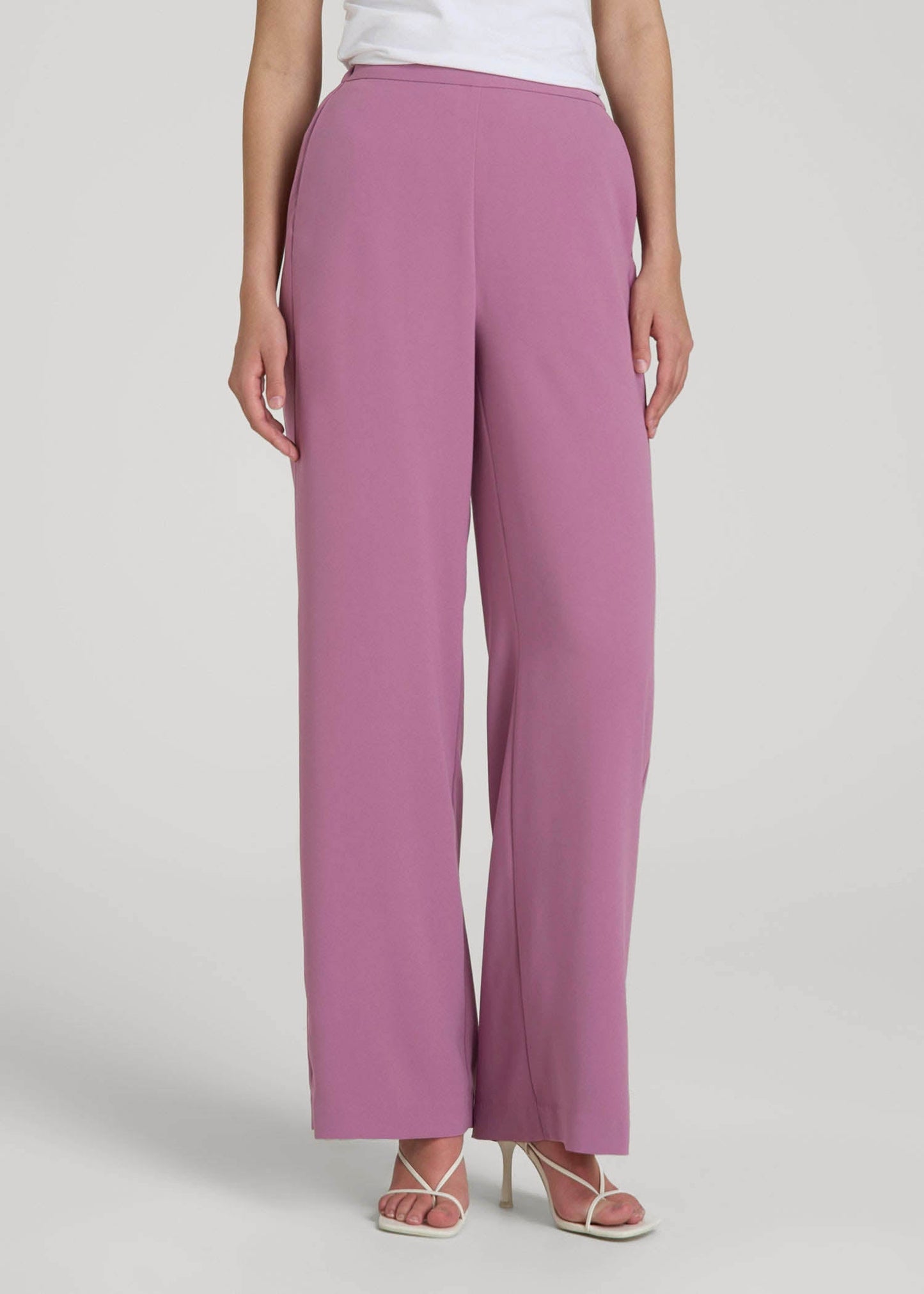 Pull-On Crepe Ultra Wide Pants for Tall Women in Argyle Purple
