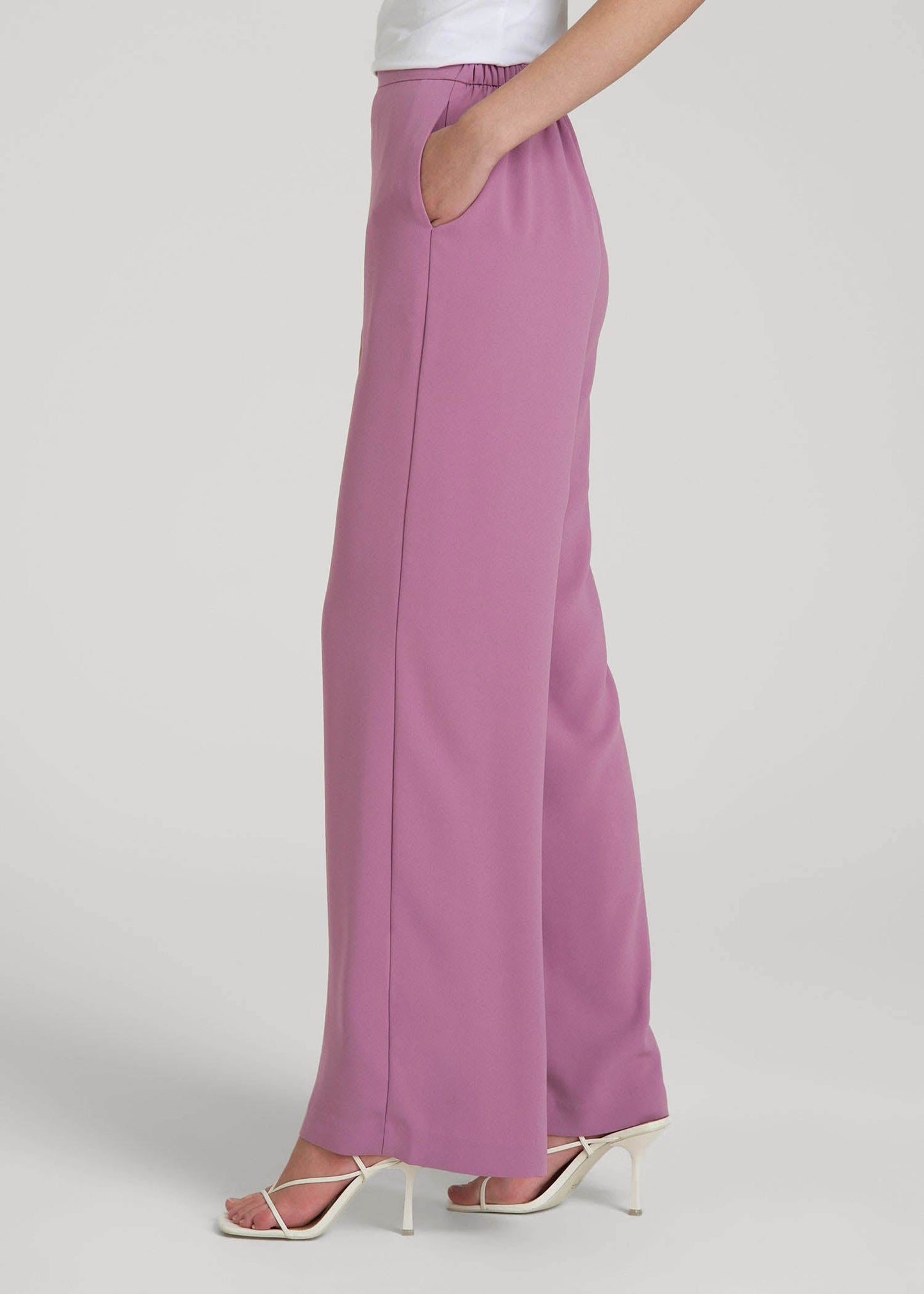 Pull-On Crepe Ultra Wide Pants for Tall Women in Argyle Purple