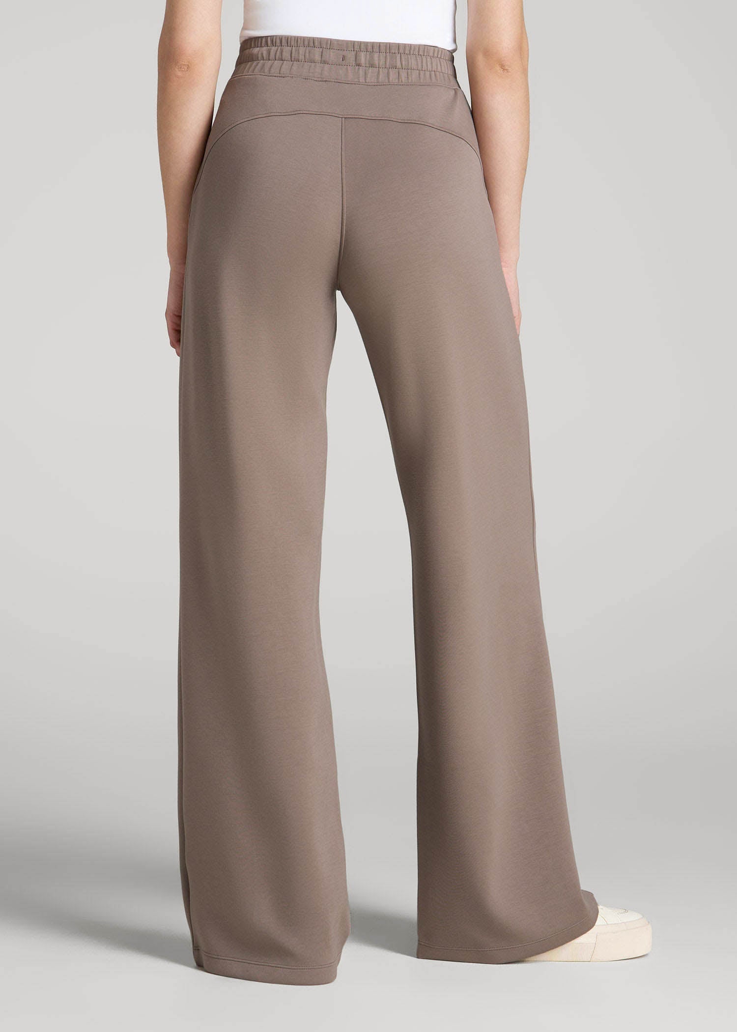 Pull-On Tie Waist Wide Leg Pants for Tall Women in Portobello