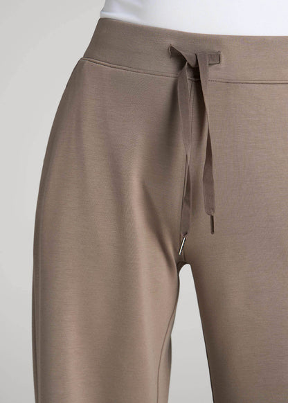 Pull-On Tie Waist Wide Leg Pants for Tall Women in Portobello