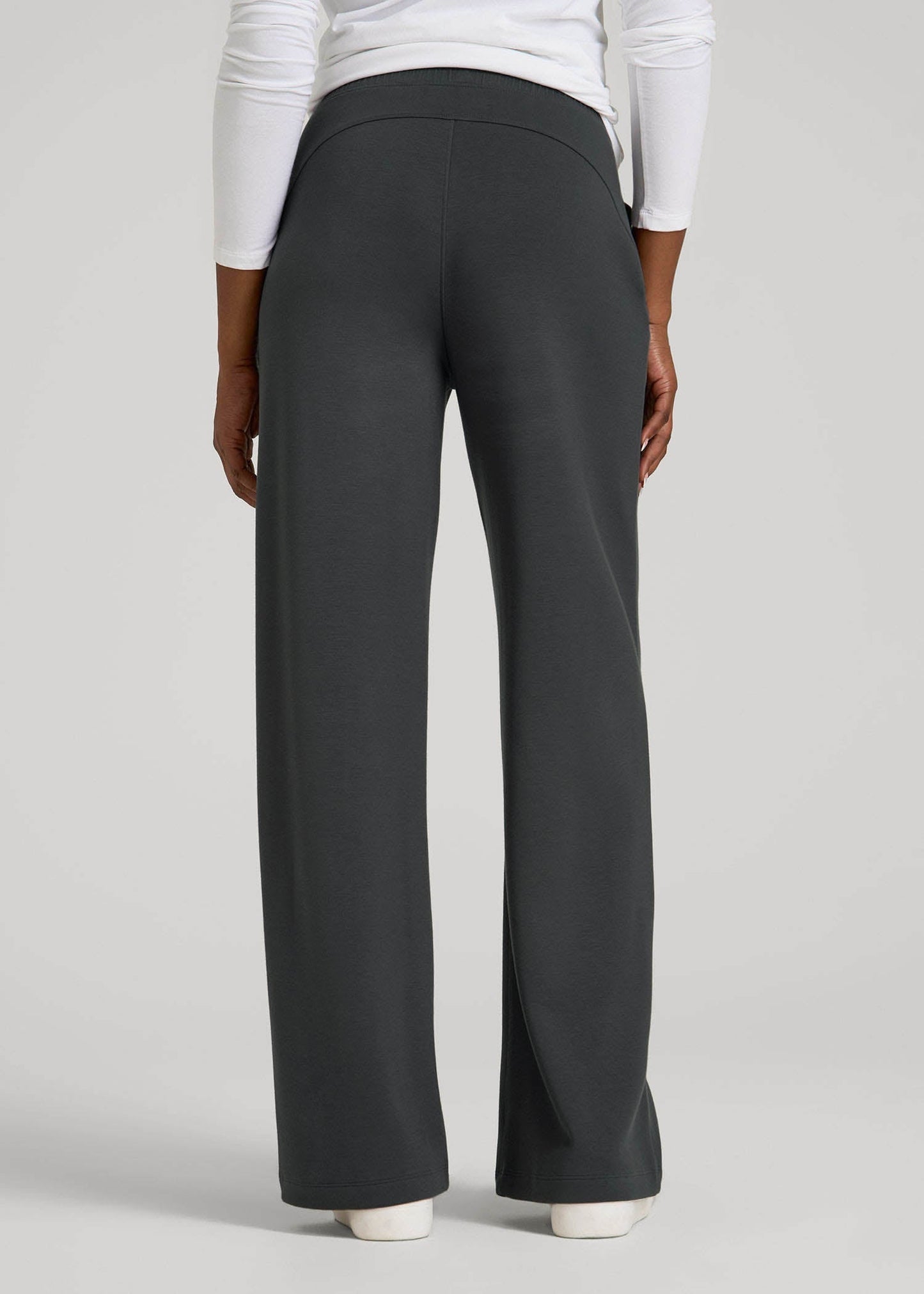 Pull-On Tie Waist Wide Leg Pants for Tall Women in Iron Grey