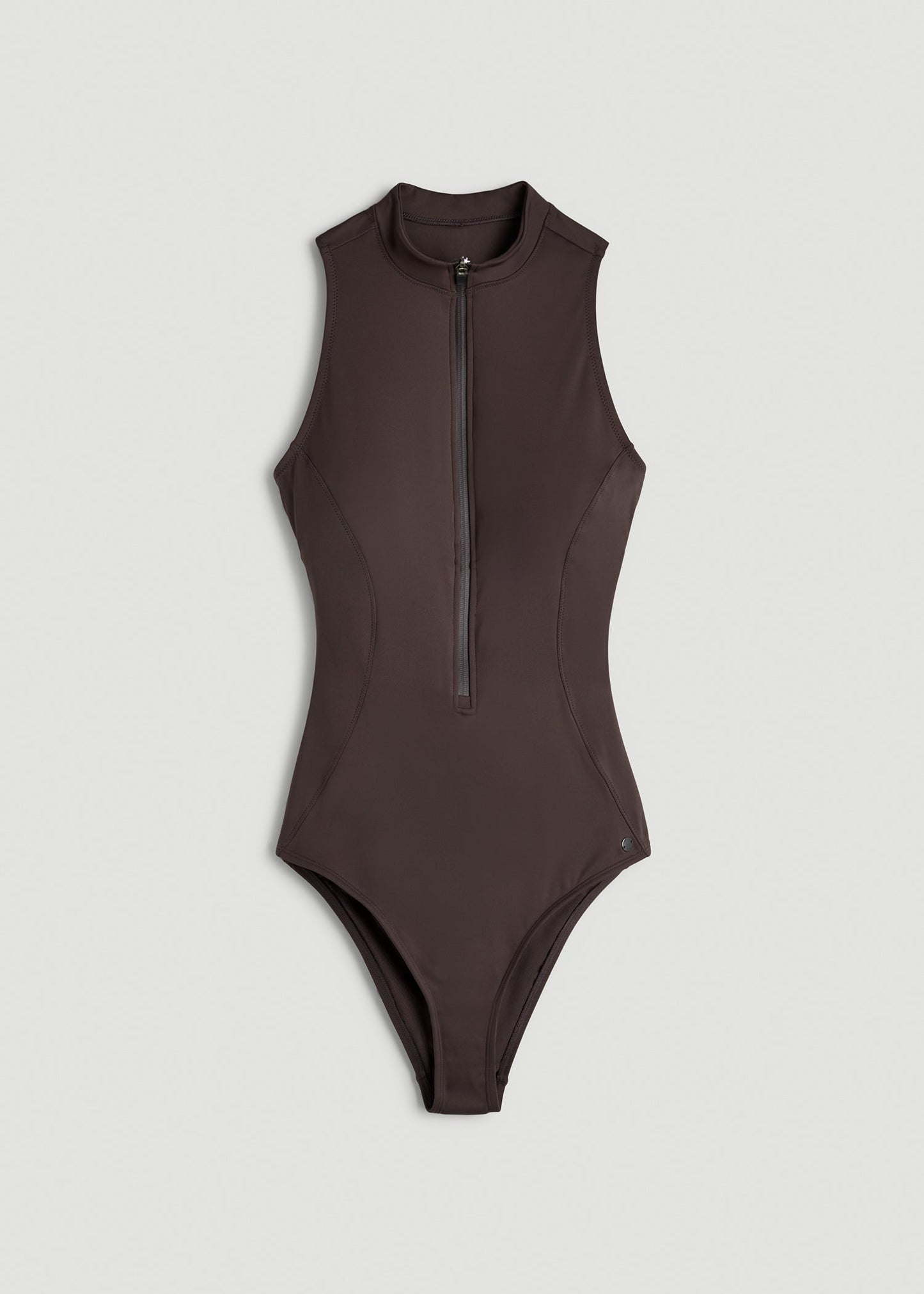 Quarter Zip Cinched One Piece Swimsuit for Tall Women in Espresso