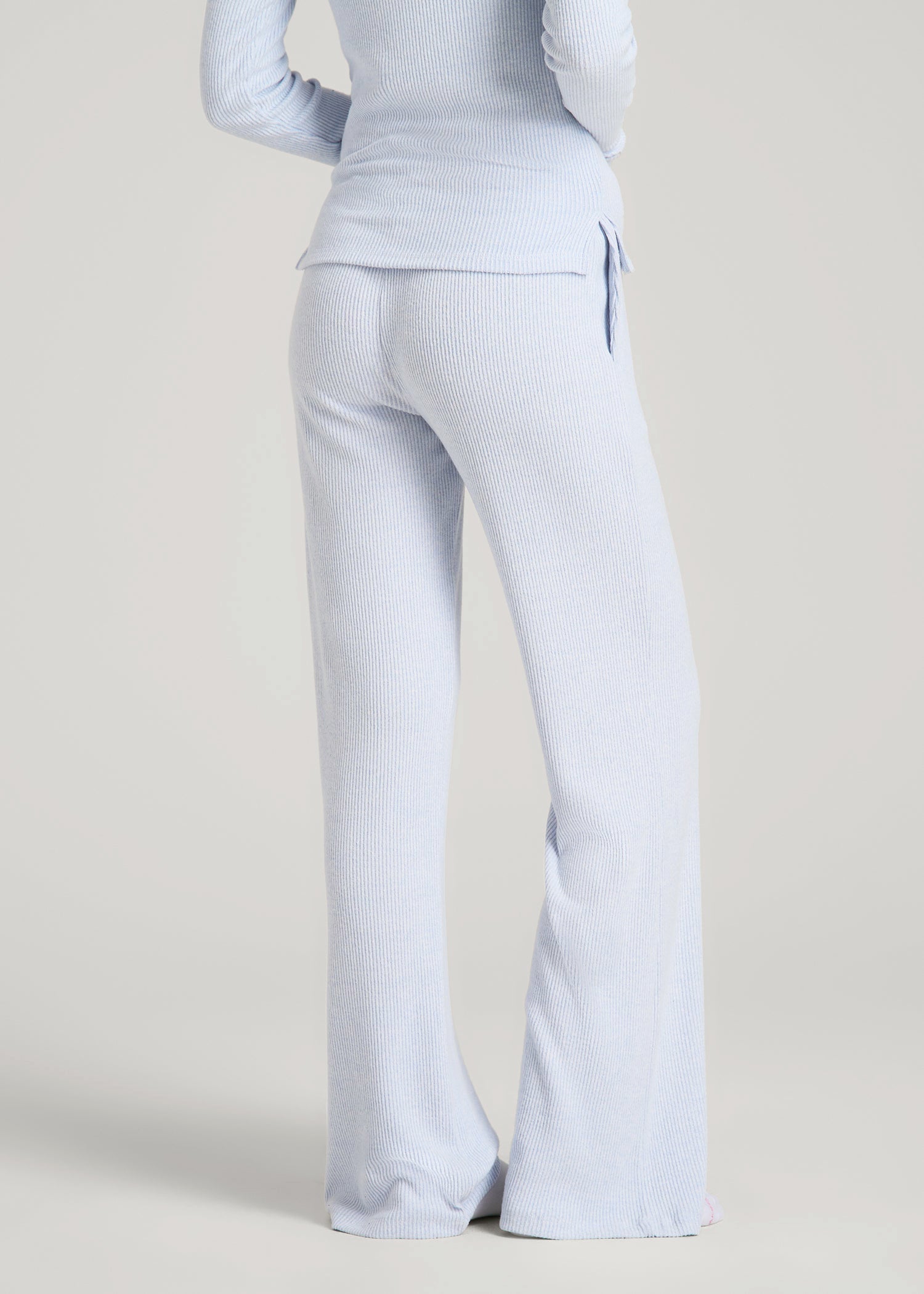Women's Ribbed Flare Lounge Pants for Tall Women in Bluebird Mix