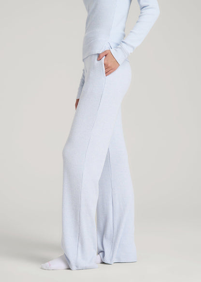 Women's Ribbed Flare Lounge Pants for Tall Women in Bluebird Mix