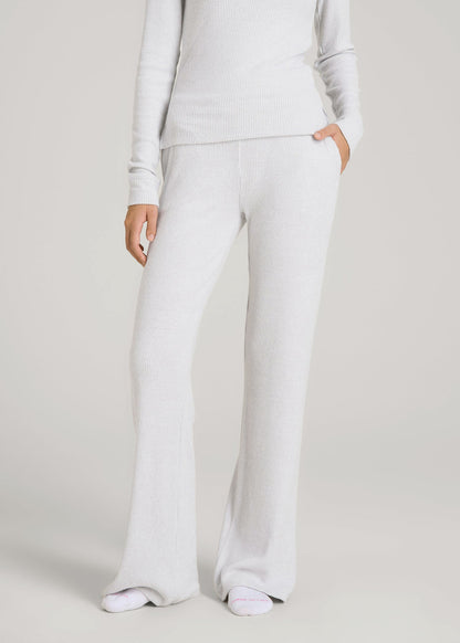 Women's Ribbed Flare Lounge Pants for Tall Women in Fog Grey Mix