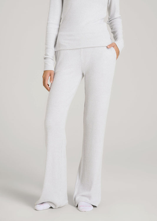 Women's Ribbed Flare Lounge Pants for Tall Women in Fog Grey Mix