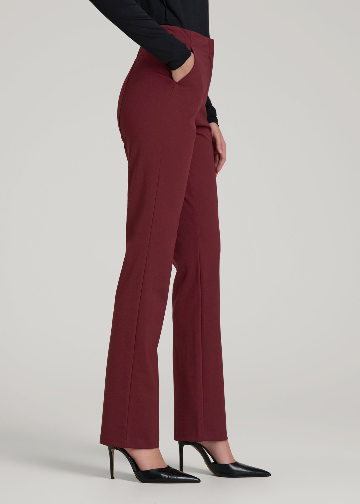 Freedom Flex Slim Straight Leg Dress Pants for Tall Women in Tawny Port