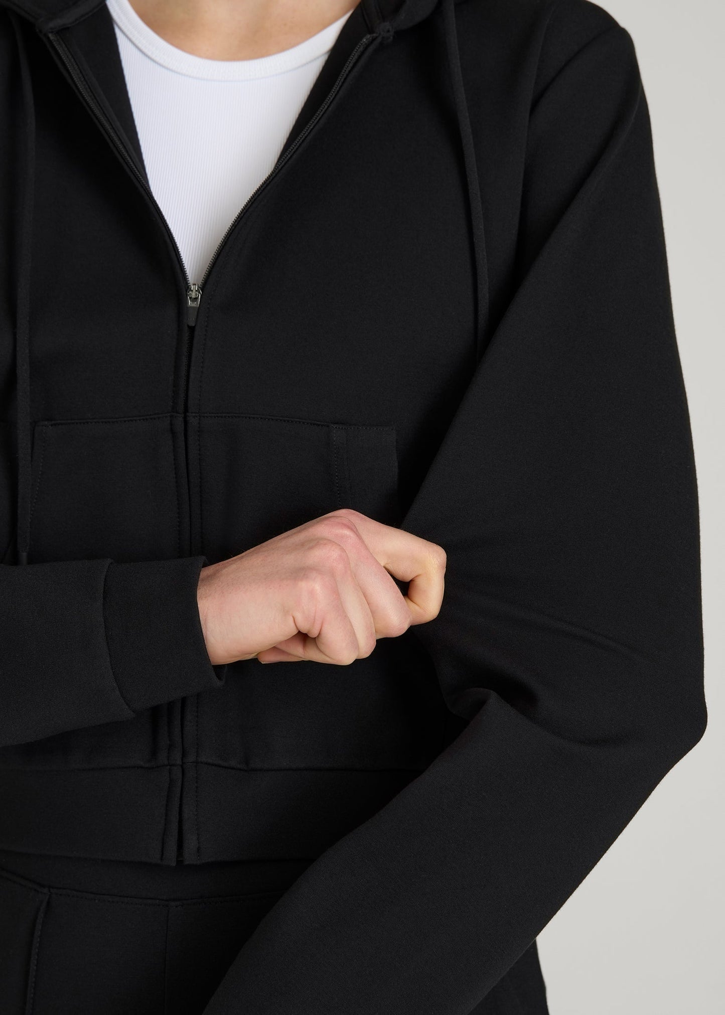 Flex Ponte Cropped Hoodie for Tall Women in Black