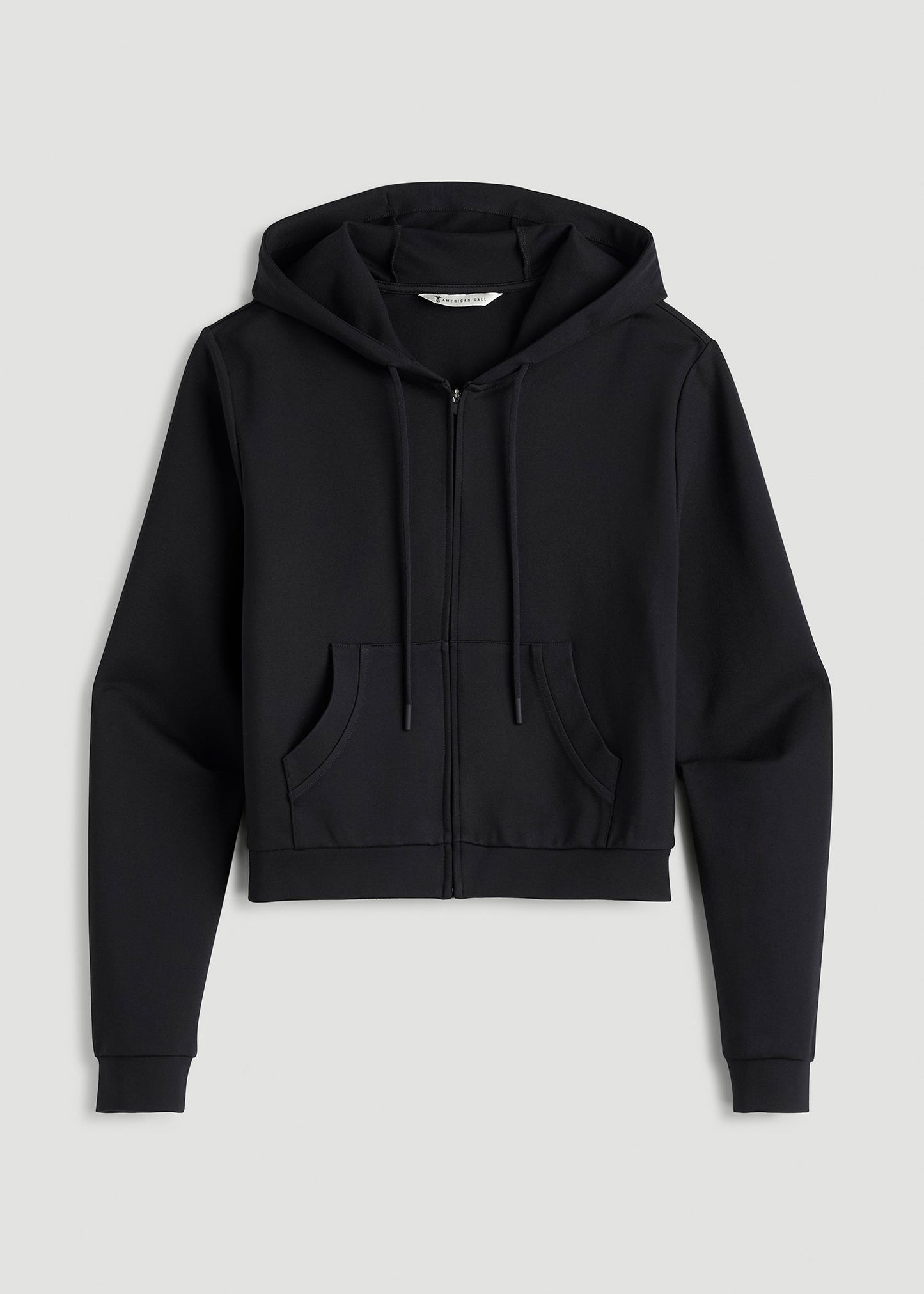 Flex Ponte Cropped Hoodie for Tall Women in Black