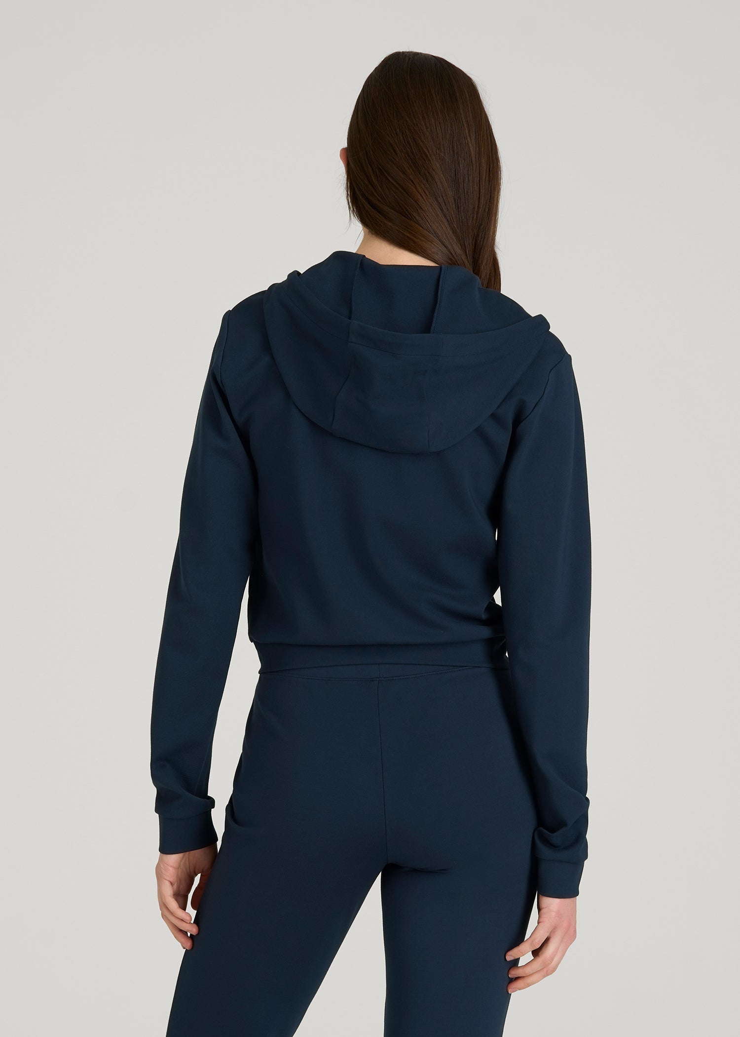 Flex Ponte Cropped Hoodie for Tall Women in Navy